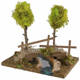 Modular left curved river with bridge 20x14.5x16.5 cm h for