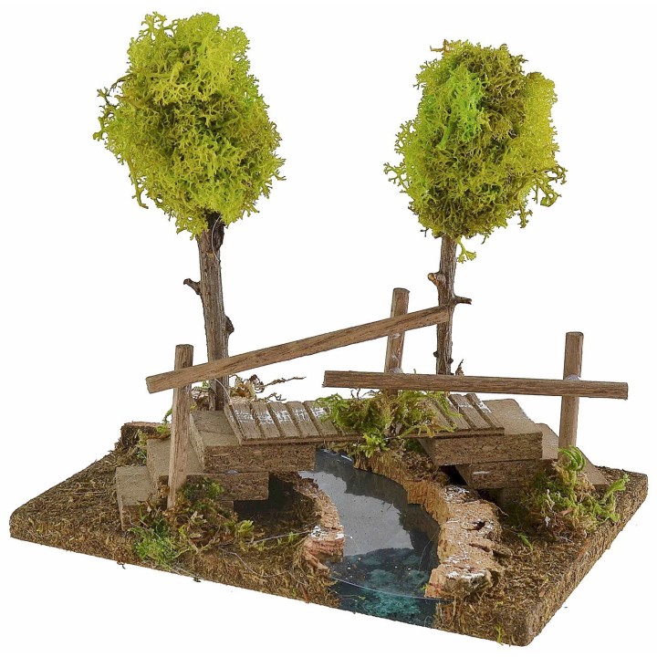 Modular left curved river with bridge 20x14.5x16.5 cm h for