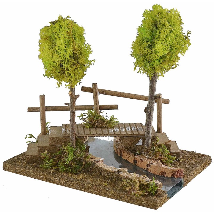 Modular left curved river with bridge 20x14.5x16.5 cm h for