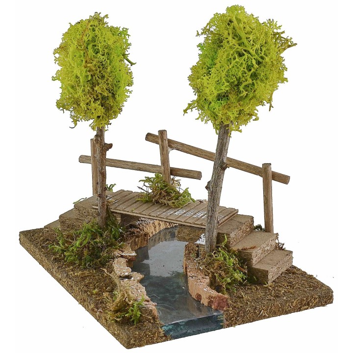 Modular left curved river with bridge 20x14.5x16.5 cm h for