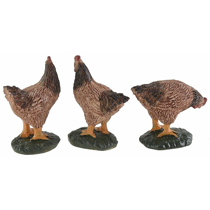 Juego de 3 gallinas de resina para figuritas de 15-20 cm