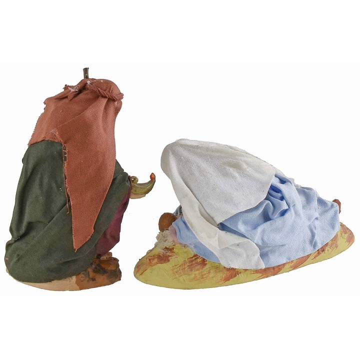 Natività serie 12 cm in terracotta e tessuto con Madonna