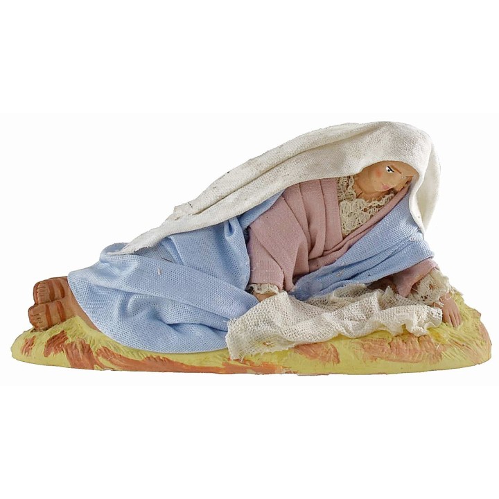 Natività serie 12 cm in terracotta e tessuto con Madonna