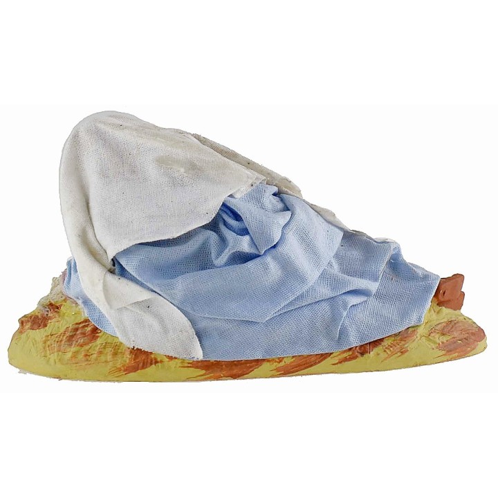 Natività serie 12 cm in terracotta e tessuto con Madonna