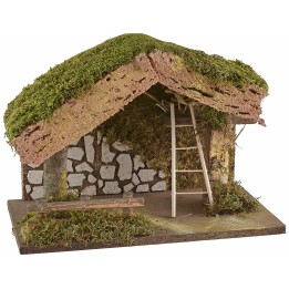 Cabaña con granero para belén de 33x18x23 cm h