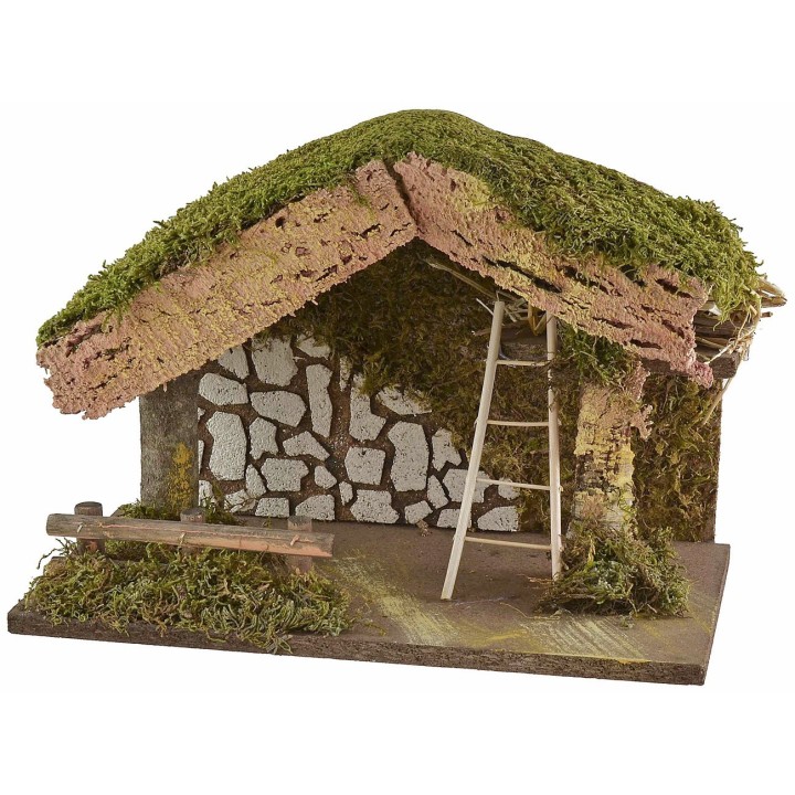 Cabaña con granero para belén de 33x18x23 cm h