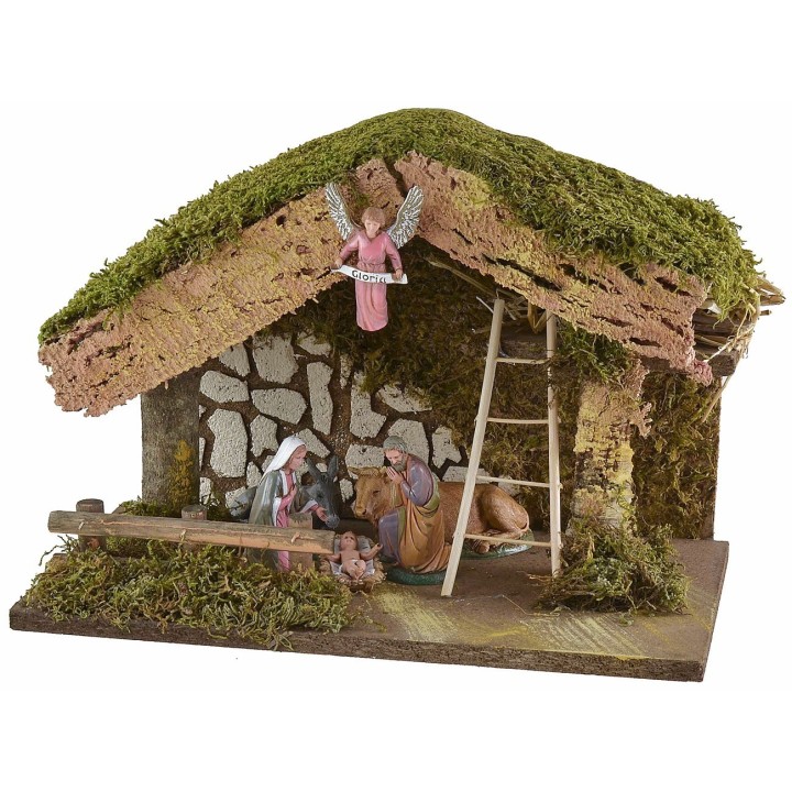 Capanna con fienile per presepe cm 33x18x23 h completa di