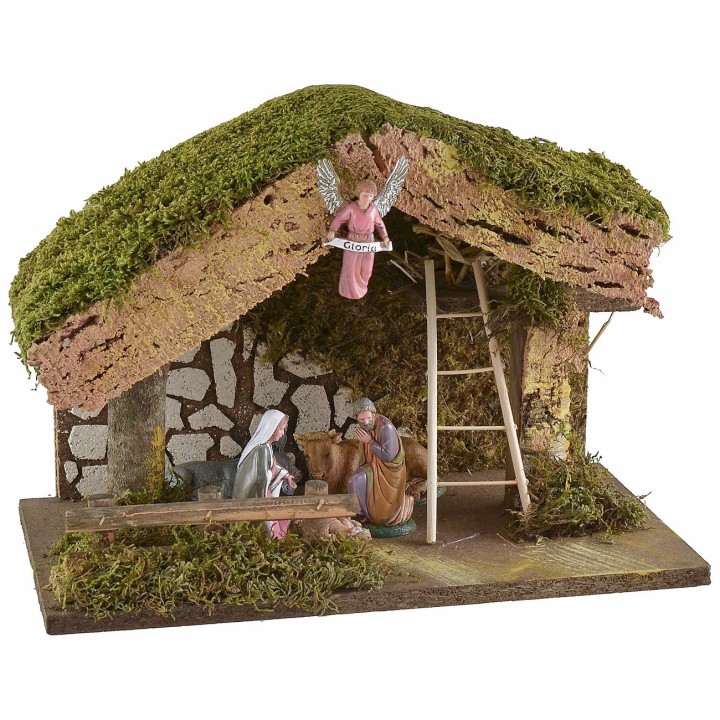 Capanna con fienile per presepe cm 33x18x23 h completa di