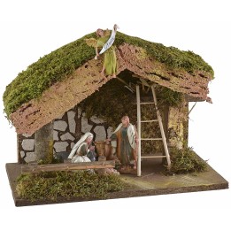 Capanna con fienile per presepe cm 33x18x23 h completa di