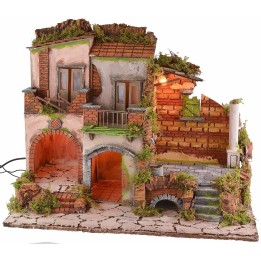 Illuminated village with working fountain style '700 cm 60x41x48