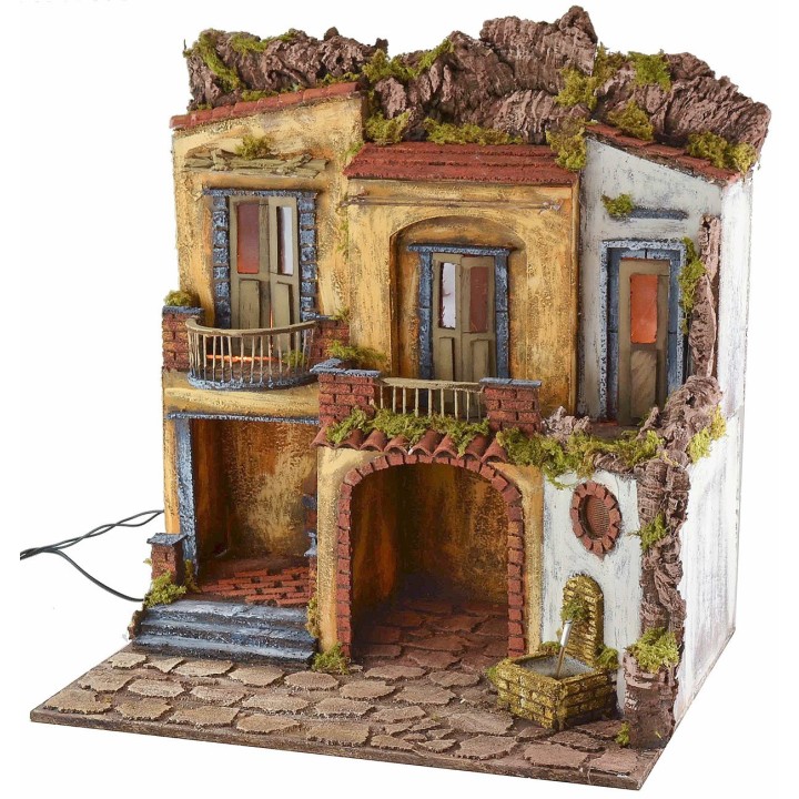 Borgo illuminato con forno e fontana funzionanti stile '700 cm