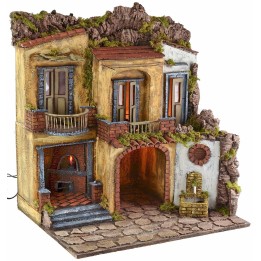 Pueblo iluminado con horno y fuente en funcionamiento estilo '700 cm