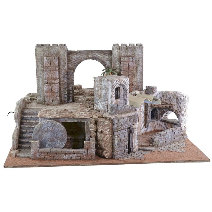 Belén de Pascua iluminado de 75x52x42,5 cm h