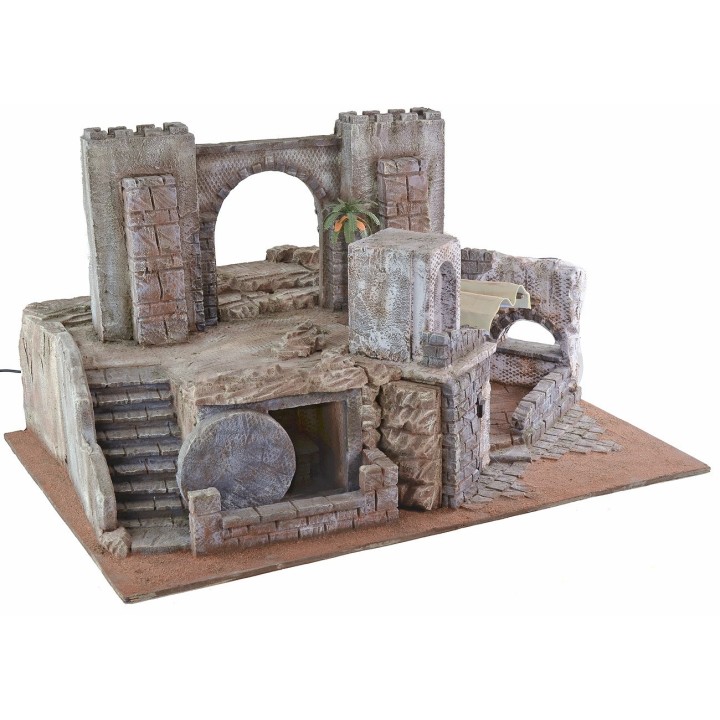 Belén de Pascua iluminado de 75x52x42,5 cm h