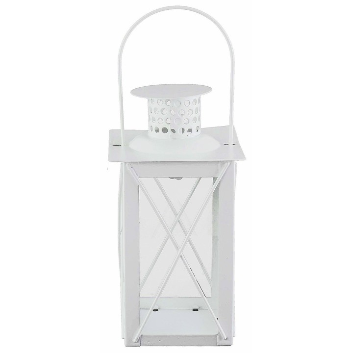 Lanterna bianca in metallo cm10x10x26,5 h