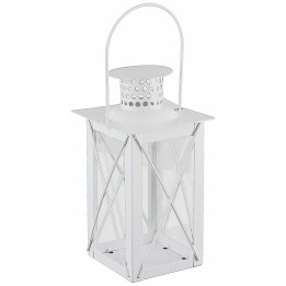 Linterna blanca de metal cm10x10x26,5 h