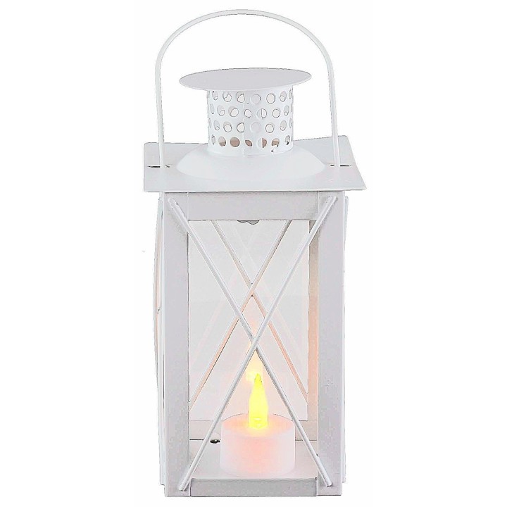 Linterna blanca de metal cm10x10x26,5 h