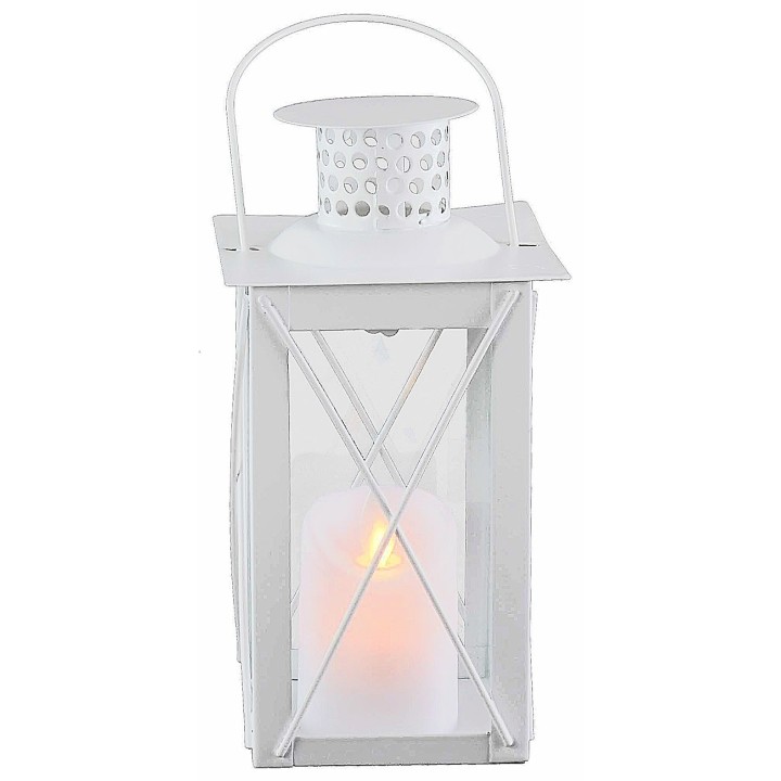 Lanterna bianca in metallo cm10x10x26,5 h