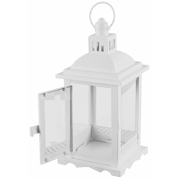 Lanterna in metallo bianco 12x12x28 h.
