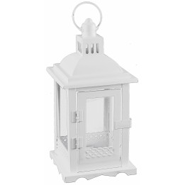 Lanterna in metallo bianco 12x12x28 h.