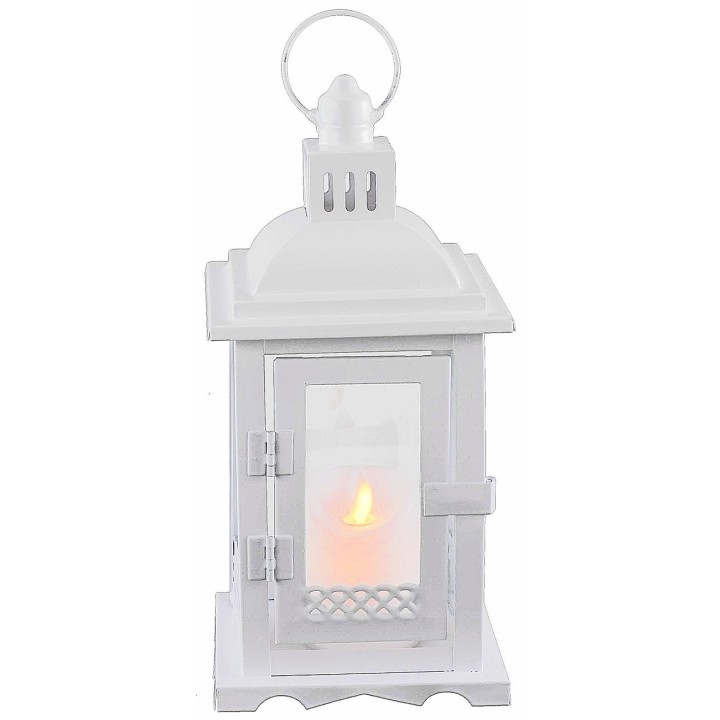 Lanterna in metallo bianco 12x12x28 h.