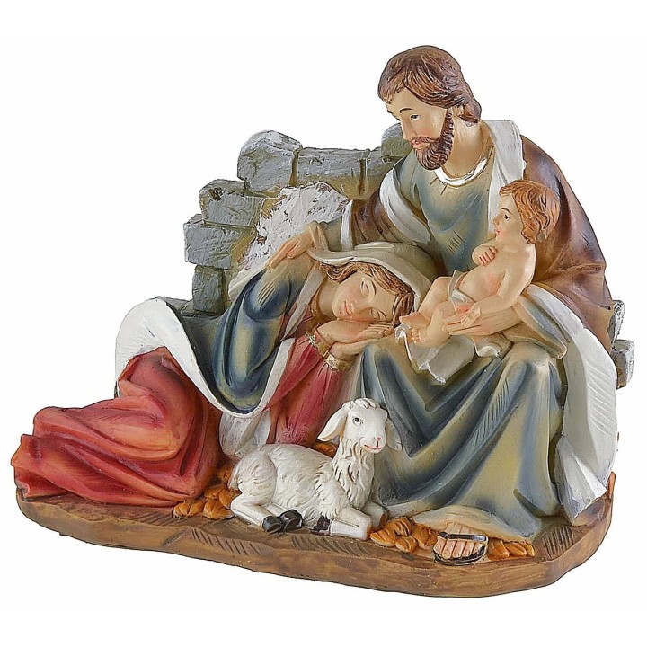 Gruppo Natività in resina con Madonna sdraiata cm 18x9x15,3 h