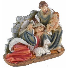 Gruppo Natività in resina con Madonna sdraiata cm 18x9x15,3 h