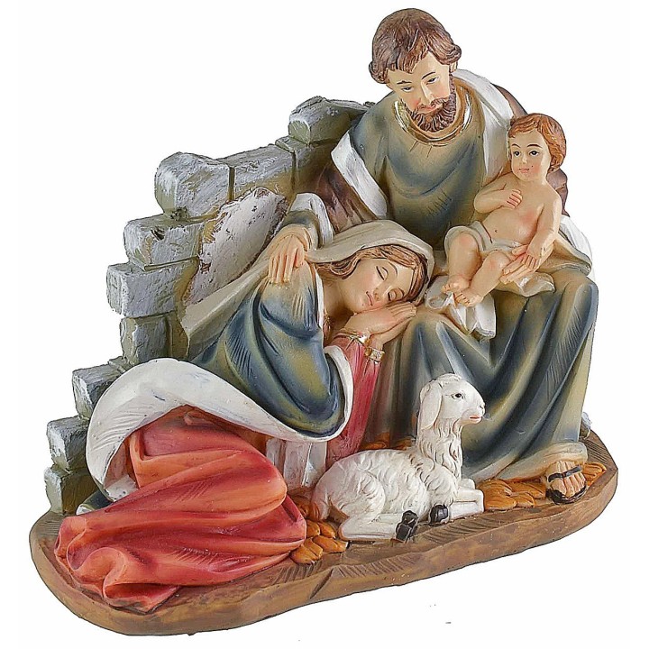 Gruppo Natività in resina con Madonna sdraiata cm 18x9x15,3 h