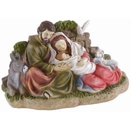 Gruppo Natività in resina con pecora e asino cm 26,5x13x17 h