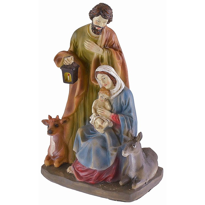 Natividad de resina con buey y burro de 13x9x20,5 cm h