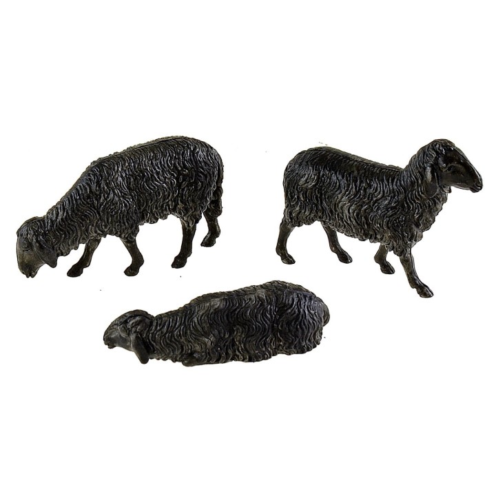 Set of 3 Landi Moranduzzo black sheep for 10 cm statues
