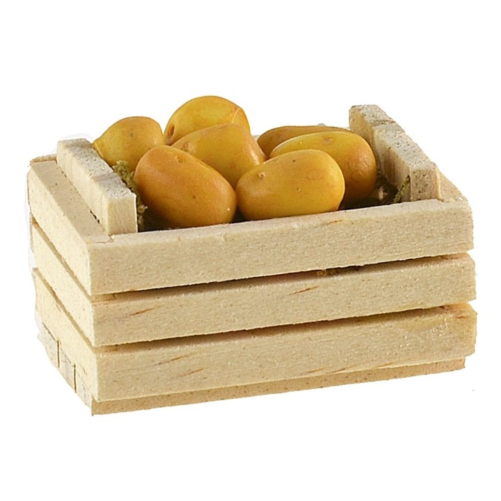 Wooden box with potatoes 3.5x2.6x1.6 cm h
