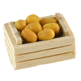 Wooden box with potatoes 3.5x2.6x1.6 cm h
