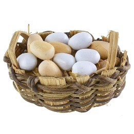 Oval basket with eggs 4.8x3.3x2.5 h cm.