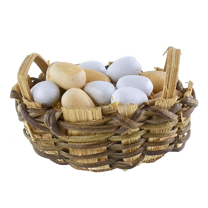 Oval basket with eggs 4.8x3.3x2.5 h cm.