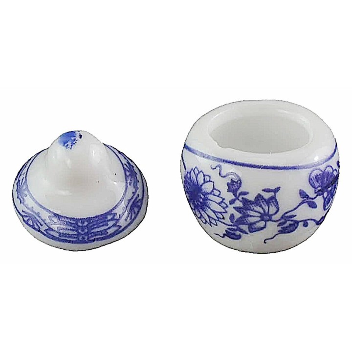 Vasetto con coperchio in ceramica h 2,2 cm minuterie presepe