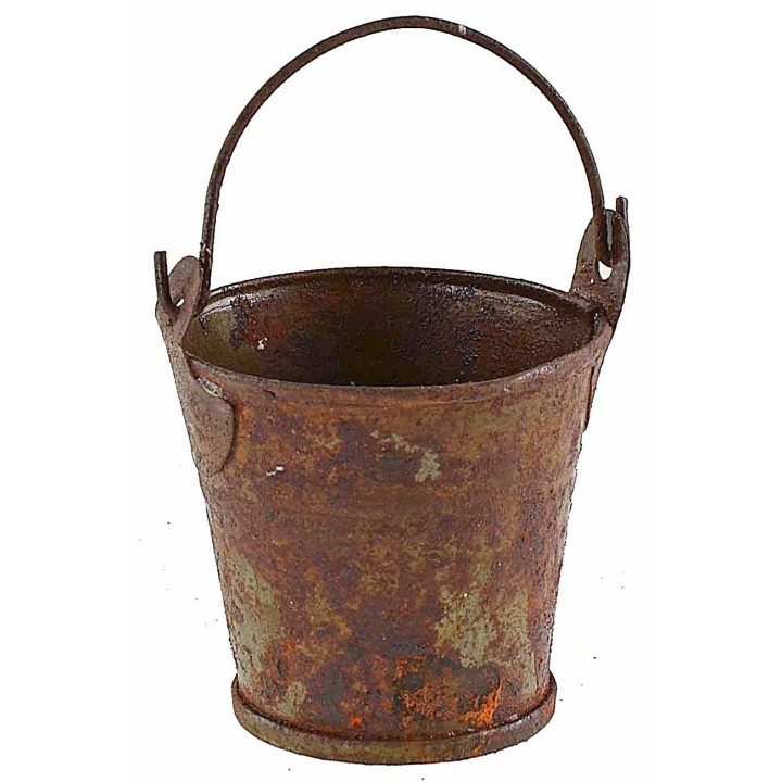 Rusty metal bucket h 4 with handle h 6.7 cm