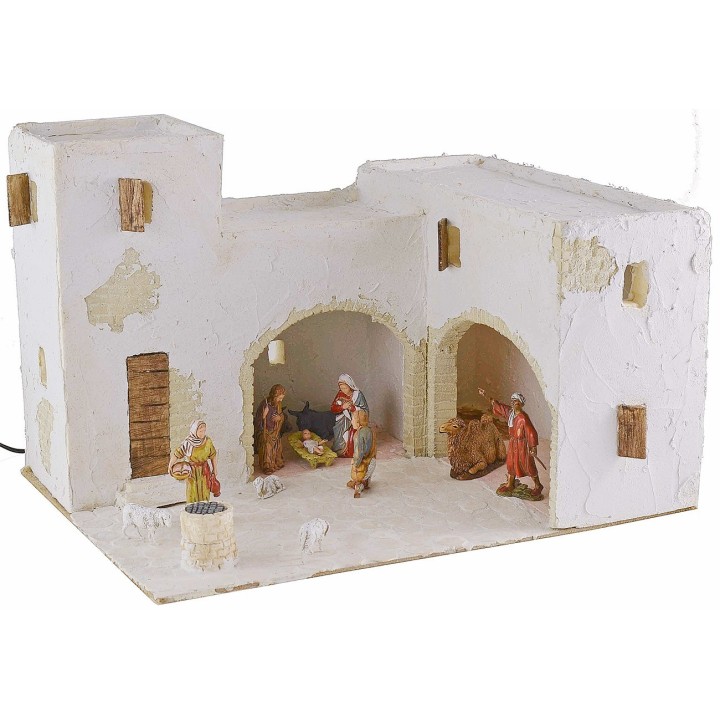 Pesebre árabe iluminado completo con figuritas de 40,5x31x26,5 cm de altura