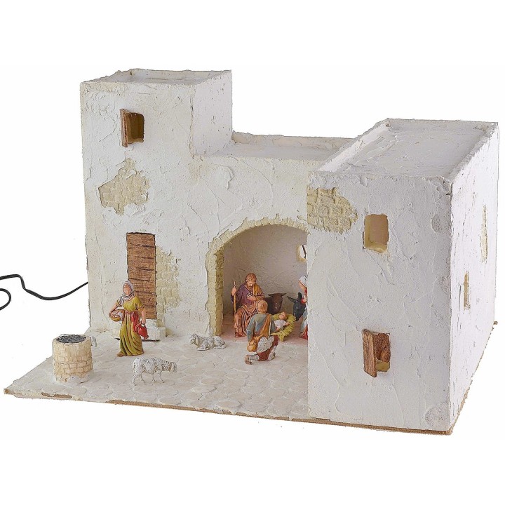 Presepe arabo illuminato completo di statuine cm 40,5x31x26,5 h