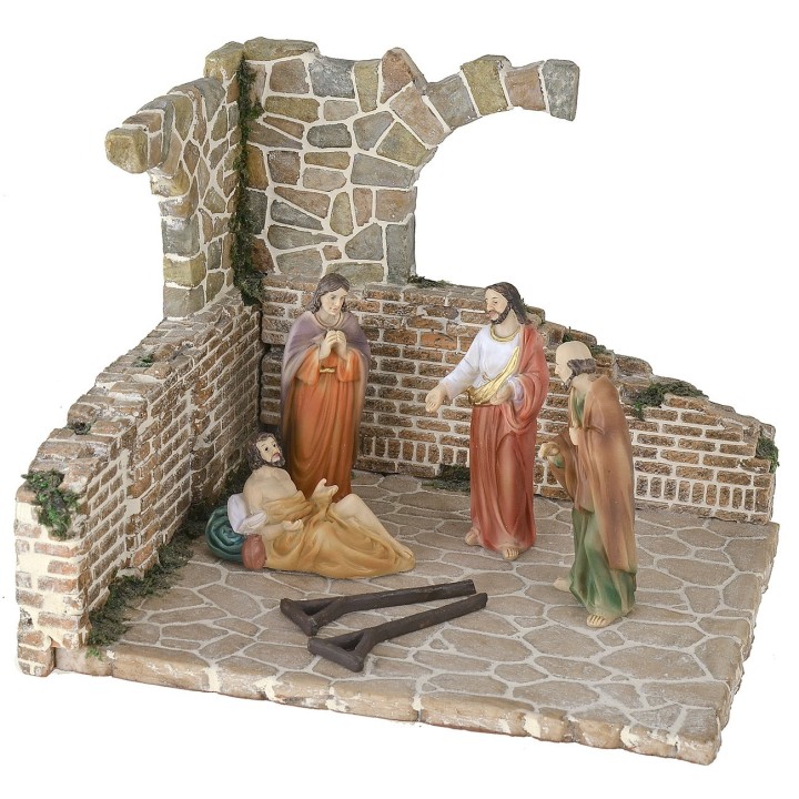 Resin setting for nativity scene 20x17.5x16 cm h