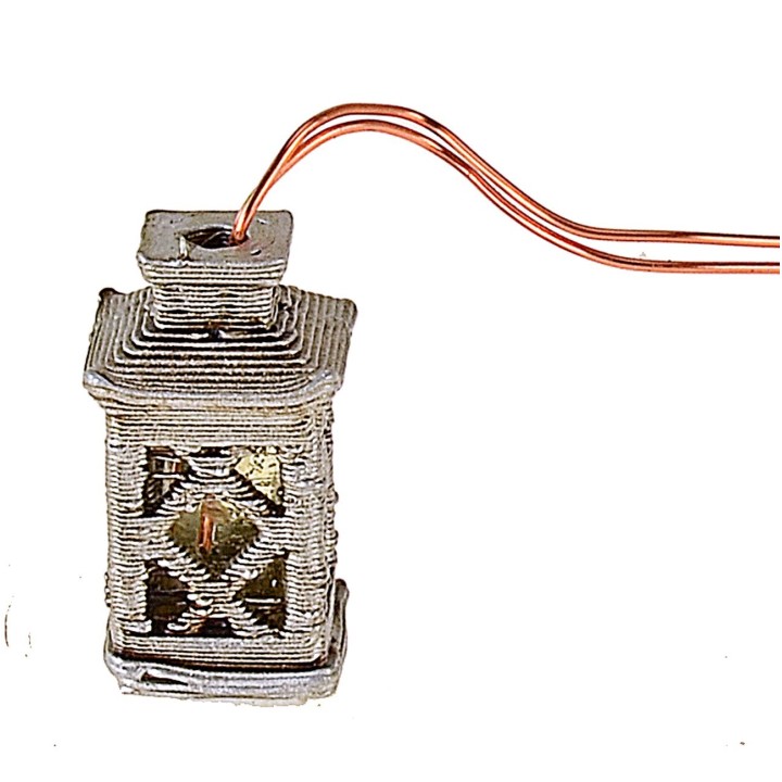 Small lantern worked with 3 Volt yellow LED, 1.5 cm h
