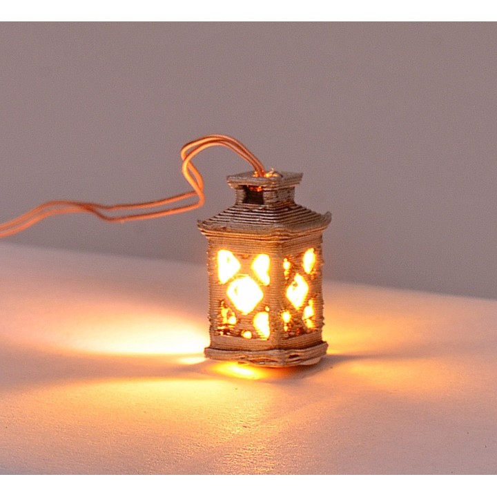 Medium lantern worked with 3 Volt yellow LED, 1.8 cm h