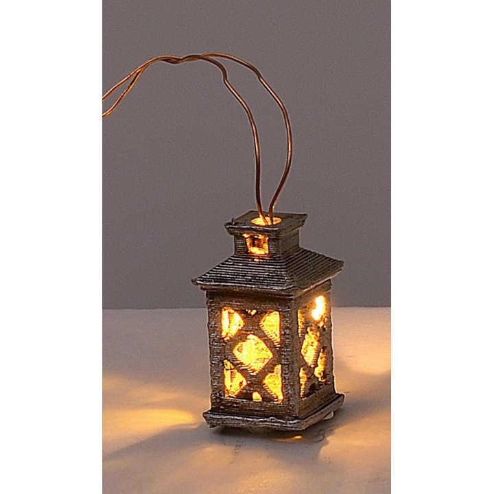 Lanterna grande lavorata con led giallo 3 Volt cm 2,1 h