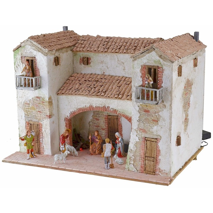 Casale stuccato con fuoco funzionante illuminato completo di