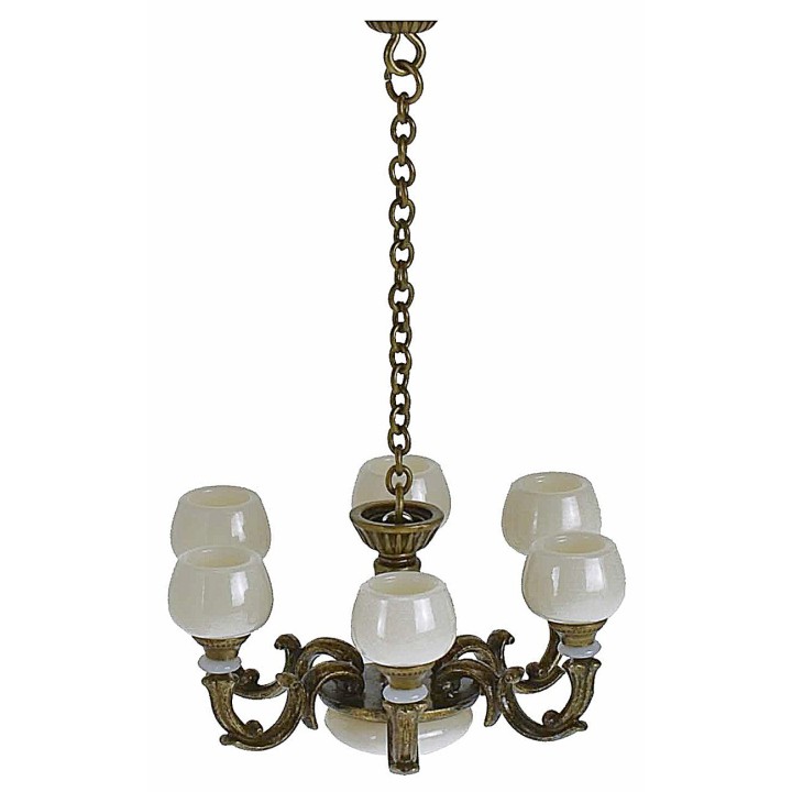 Bronze colored 6-arm chandelier
