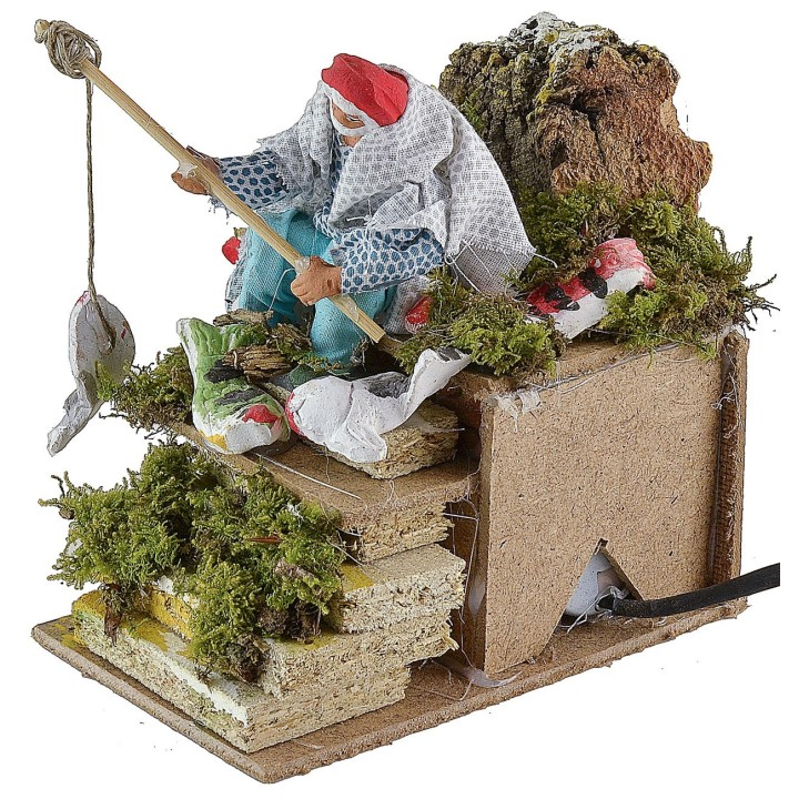 Pescatore in terracotta con movimento