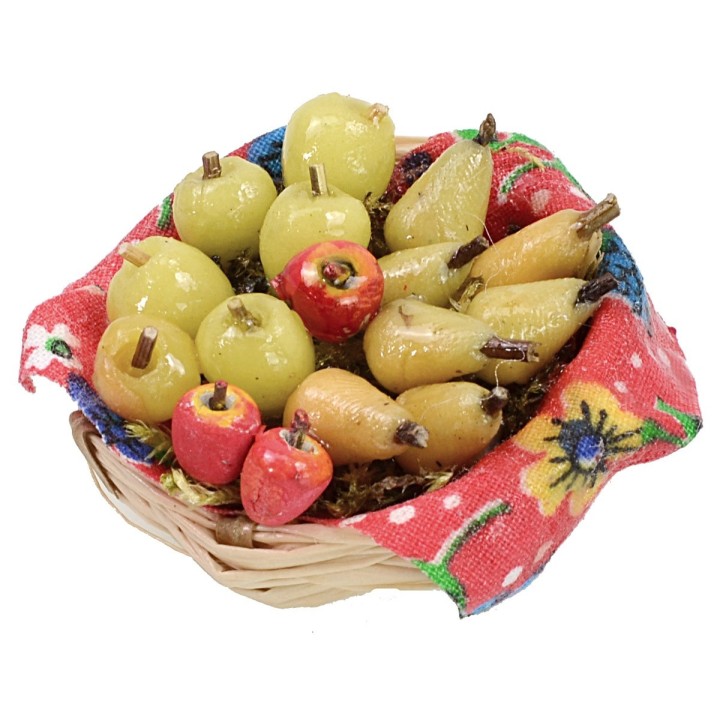 copy of Wicker basket with assorted fruit in wax ø 4,5x2,2 h cm