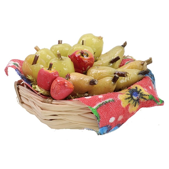 copy of Wicker basket with assorted fruit in wax ø 4,5x2,2 h cm