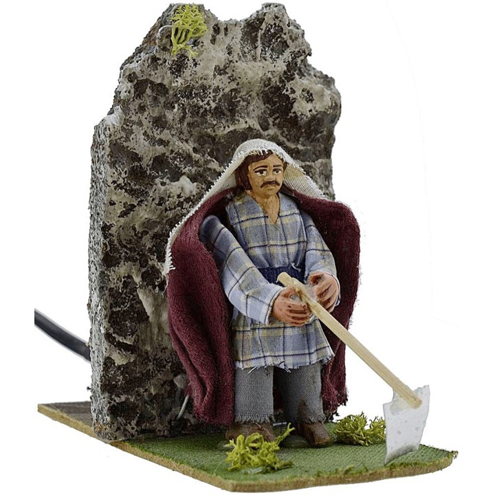 Contadino 8 cm che zappa in movimento presepe