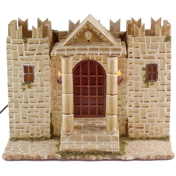 Castillo de resina con torres iluminadas cm 31x25x24,5 h